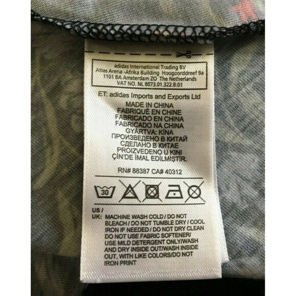 Adidas 3 Stripes Brand Tshirt Floral Size XS Dual Print Short Sleeve Flare HI-lo - Picture 4 of 6